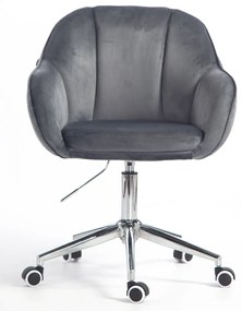 HR2055K Scaun Grafit din Catifea cu Bază Cromata