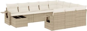 vidaXL Set canapele de grădină cu perne, 11 piese, bej, poliratan