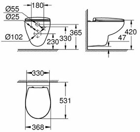 Set vas wc suspendat Bau Ceramic cu capac Bau Ceramic fix