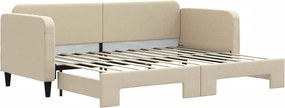 vidaXL Pat de zi cu extensie, crem, 80x200 cm, textil