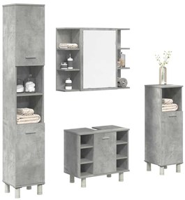 vidaXL Set mobilier de baie, 4 piese, gri beton, lemn compozit