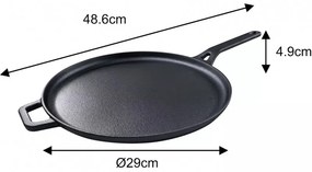 Tigaie pentru clatite din fonta Kinghoff KH 1895, 29 cm, Suprafata neaderenta, Inductie, Negru