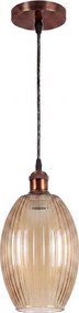 Brilagi-LED Pendul pe cablu R GLASS 1xE27/60W/230V Ø 17 cm cupru/bej fumuriu