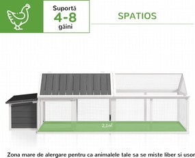 PawHut Coteț din Lemn pentru Găini cu Cuib și Acoperiș Rabatabil, pentru 4-8 Păsări | Aosom Romania