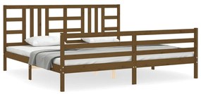 3193944 vidaXL Cadru pat cu tăblie, maro miere, 200x200 cm, lemn masiv