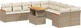 vidaXL Set canapele de grădină cu perne, 11 piese, bej, poliratan