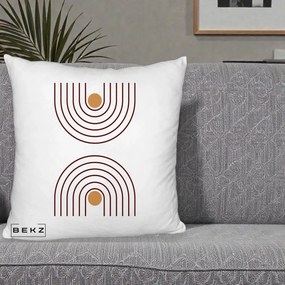 Perna Decorativa Geometric Boho Arc, 40x40 cm, Alb Pufos, Husa Detasabila, Perna Inclusa, BEKZ®