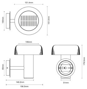 Lampă LED solară de perete Zuma Line WT33111 BLUET LED/2,5W/2000mAh IP44 negru