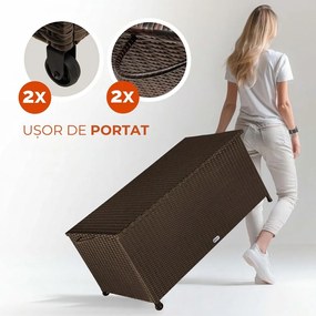Ladă de depozitare din poliratan RICCO, 117 x 53 x 60cm, maro Casaria
