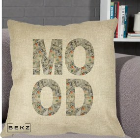 Perna Decorativa MOOD Money Grafic Urban, 40x40 cm, Crem, Husa Detasabila, Perna Inclusa, BEKZ®