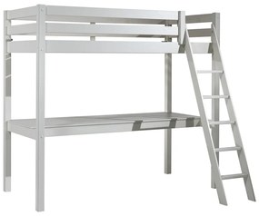 Pat pentru copii alb înalt din lemn masiv de pin 90x200 cm PINO – Vipack