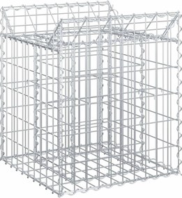 vidaXL Pat ridicat din gabion Argintiu 50 x 50 x 60 cm Oțel Galvanizat