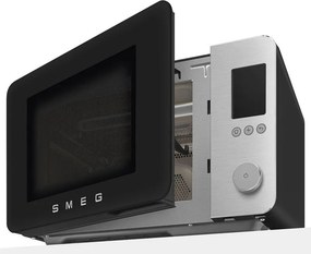 Cuptor cu microunde combinat cu aer cald SMEG Collezione MOC02BLMEU, 900 W, 27 l, 25 de programe, închidere lină, setări personalizate, negru mat