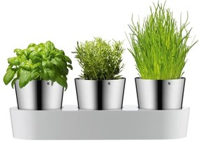 Ghiveci cu funcție de autoirigare WMF 3 buc. GOURMET alb/oțel inoxidabil