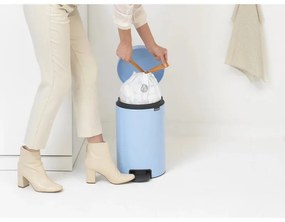 Cos de gunoi cu pedala Brabantia NewIcon 1005532, 12 L, Inchidere lina, Baza antiderapanta, Albastru deschis
