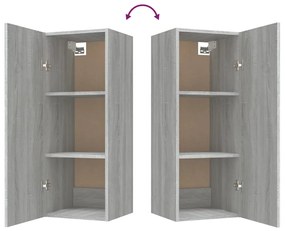 Dulap perete suspendat gri sonoma 34,5x34x90 cm lemn compozit 1, sonoma gri
