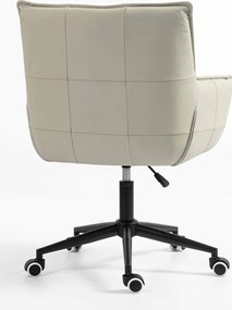 HR560K Scaun Ecru Piele Ecologica Premium Soft cu Bază Neagră