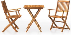 vidaXL Set mobilier grădină pliabil, 3 piese, lemn masiv acacia
