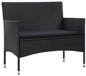 45813 vidaXL Set mobilier de grădină cu perne, 4 piese, negru, poliratan