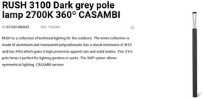 Stalp LED iluminat exterior simetric 360º IP65 RUSH 310cm 2700K CASAMBI