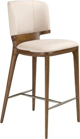 Scaun de bar din lemn si piele sintetica Cream