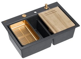 Statie de lucru incastrata Quadron Unique Marc 120 negru diamant - cupru 76x50 cm