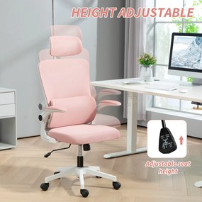Vinsetto Scaun de Birou Ergonomic cu Tetieră Detașabilă Roz | Aosom Romania