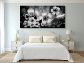 Tablou fantezie florală în alb-negru