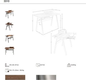 Birou modern din lemn furniruit si fibra de sticla Walnut