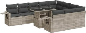 vidaXL Set canapele de grădină cu perne, 11 piese, gri, poliratan