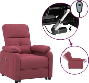 vidaXL Fotoliu rabatabil electric, roșu vin, material textil