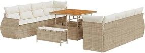 vidaXL Set de canapele pentru grădină 11 pcs Bej Rattan poli