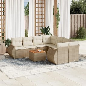 vidaXL Set canapele de grădină, 9 piese, cu perne, bej, poliratan