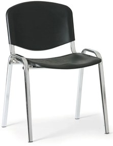 Scaun din plastic ISO - picioare cromate, negru