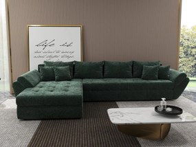 Colțar extensibil dumonde cu ladă de depozitare si sezut confortabil din spuma high-density, Loana XL Euphoria Verde 335x185 cm