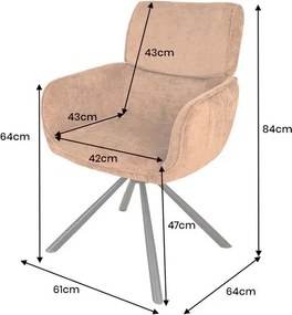 Set de 2 scaune pivotante, Metal Negru, Chenille Maro, UNIQUE A-46319 VC