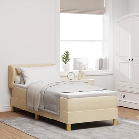 vidaXL Pat box spring cu saltea, crem, 80x200 cm, textil