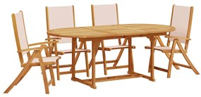 3279272 vidaXL Set mobilier de grădină, 5 piese, lemn masiv acacia/textilenă