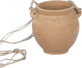 Ghiveci suspendat din lut, sculptat manual, finisaj natural teracotă, Ø 12,5 x H 12,5 cm, „Hanging Planter"
