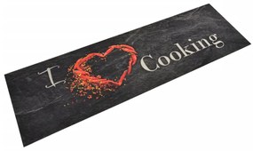 vidaXL Covor de bucătărie lavabil Cooking, negru, 45x150 cm, catifea