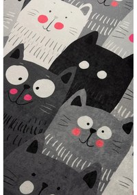 Covor antiderapant pentru copii Conceptum Hypnose Cats, 140 x 190 cm, gri