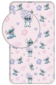 Cearceaf pentru copii din bumbac pentru pat de o persoană cu elastic 90x200 cm Lilo and Stitch – Jerry Fabrics