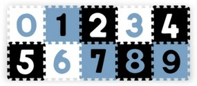 BabyOno Foam puzzle - Numerele, 10ks, negru/albastru / alb