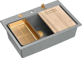 Statie de lucru incastrata Quadron Unique Marc 110 gri - cupru 1 cuva 75x49 cm