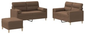 3201595 vidaXL Set de canapele cu perne, 3 piese, maro, textil