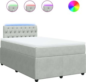 vidaXL Pat box spring cu saltea, gri deschis, 120x190 cm, catifea