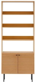 Bibliotecă în culoare naturală cu aspect de lemn de stejar 80x200 cm Kyoto – House Nordic