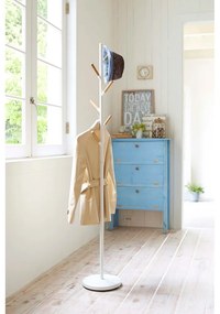 Cuier cu detalii din lemn de fag YAMAZAKI Plain Pole Hanger, alb