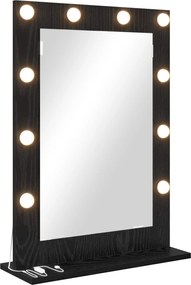 vidaXL Oglindă de toaletă Dreptunghiular Stejar Negru 70 x 50 x 18 cm