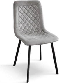 SET 4 Scaune Slim, structura metalica, catifea - STANDARD - NEGRU - GRI - CATIFEA
